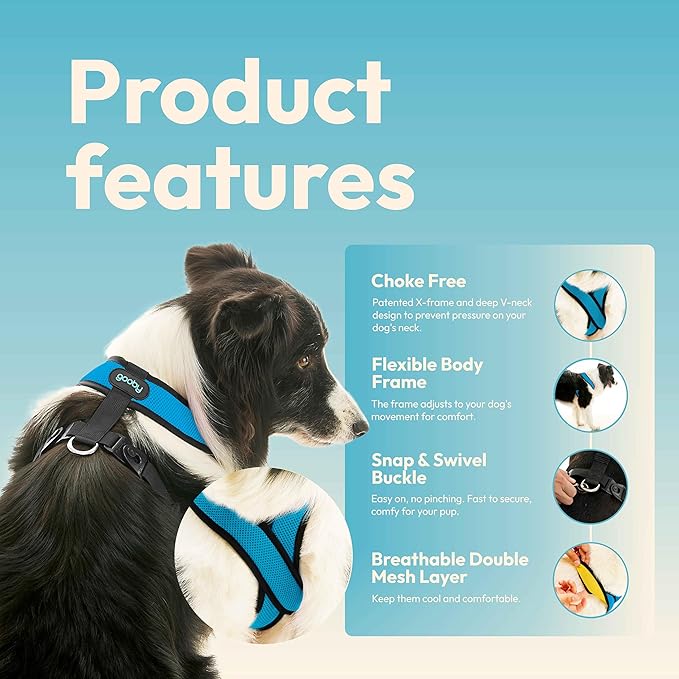 Gooby Comfort X Harness Dual Snap Mesh in Dog Harness - Ocean, X-Small