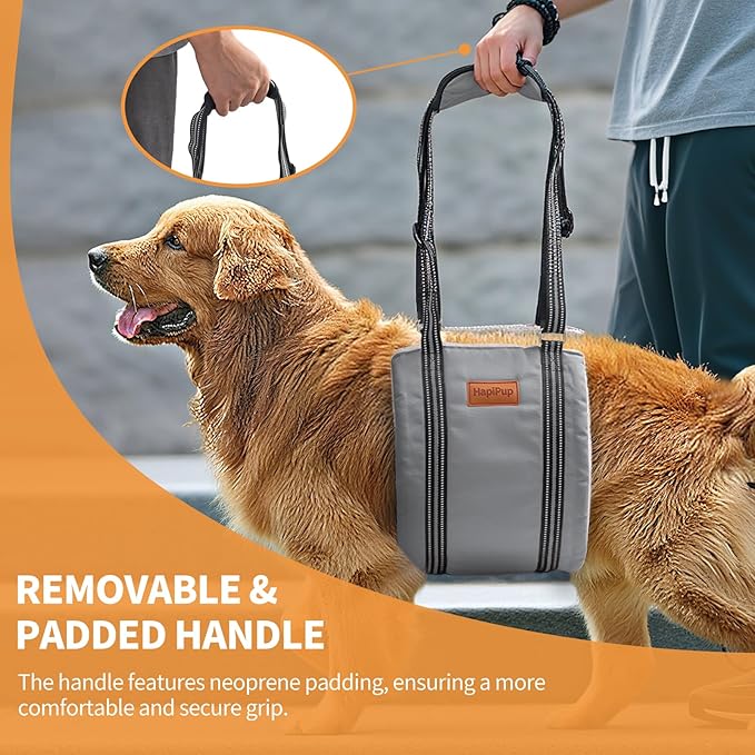 Dog Lift Harness for Large Dogs, Adjustable Comfortable Dog Sling with Handle, Knee & Rear Leg Support for Torn ACL Rehabilitation, Weak Rear Legs, Helps Senior, Disabled Canines(Grey,XL)