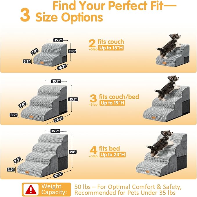 Topmart High Density Foam Pet Steps 2 Tiers,11.8" High,Non-Slip Dog Stairs,Soft Foam Dog Ramp Ladder,Best for Injured,Older Cats,Pets with Joint Pain,Suitable for Low Sofas,Stairs,Lower Place