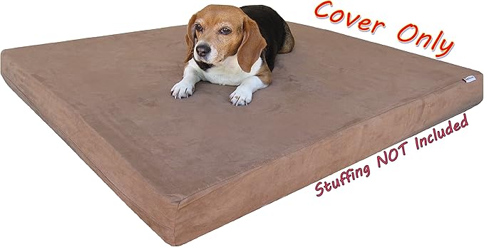 Dogbed4less External Pet Bed Cover with Zipper Liner for Medium Large Dog, 37"X27"x4" ML, Brown - Replacement Cover Only