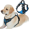 BARKBAY Dog Harness No Pull with ID Tag Pocket - Heavy Duty, Reflective, Easy Control for Large Dogs(Blue/Black,L)