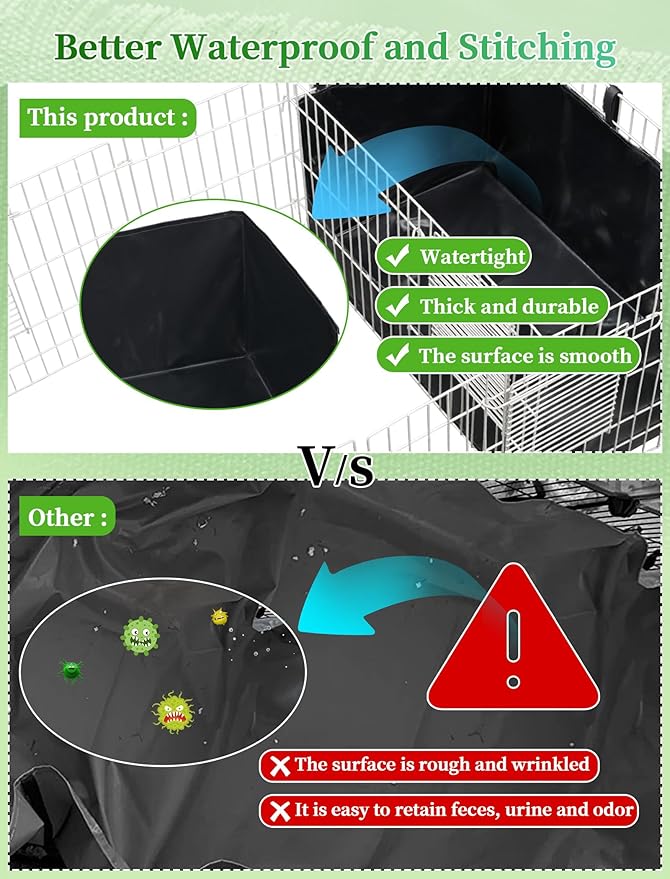 Guinea Pig Cage Liner, for Midwest Cage Kitchen 24"X13" Litter Box & Hay Feedder for Guinea Pig Rabbits Hamsters Hedgehogs Ferrets and Other Small Animals. Black