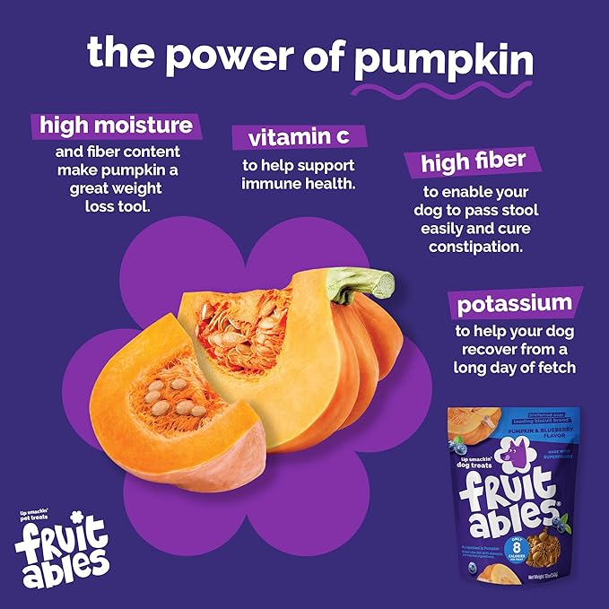 Fruitables Baked Dog Treats, Healthy Pumpkin Treat for Dogs, Low Calorie & Delicious, No Wheat, Corn or Soy, Made in the USA, Pumpkin and Apple Flavor, 12oz