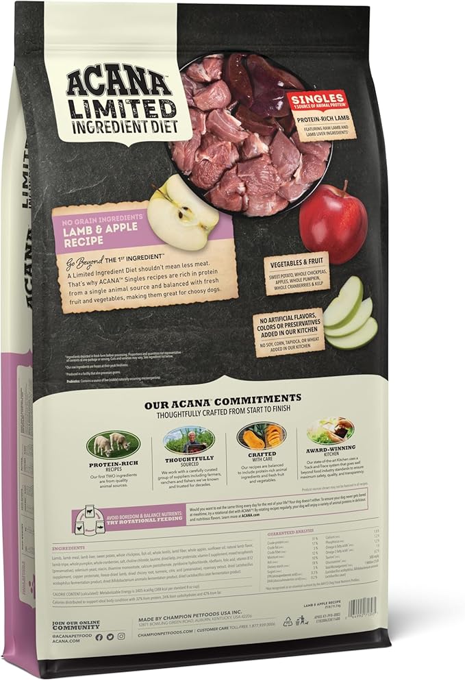 Acana Singles Limited Ingredient Diet Lamb and Apple Formula Dry Dog Food 25 lb