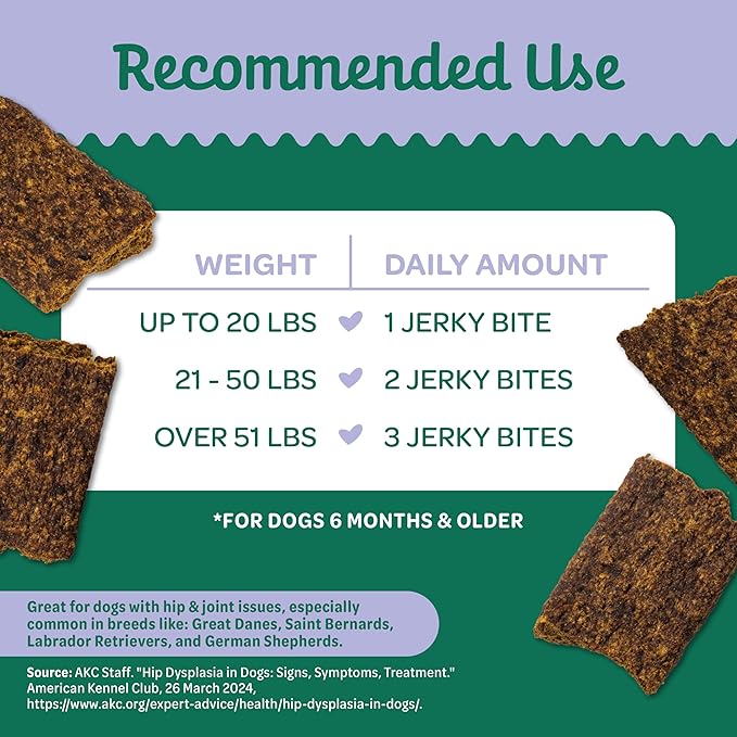 Wholesome Pride Functional Dog Hip & Joint Support Beef Jerky Bites, USA Made Mobility Dog Treats - 8 oz