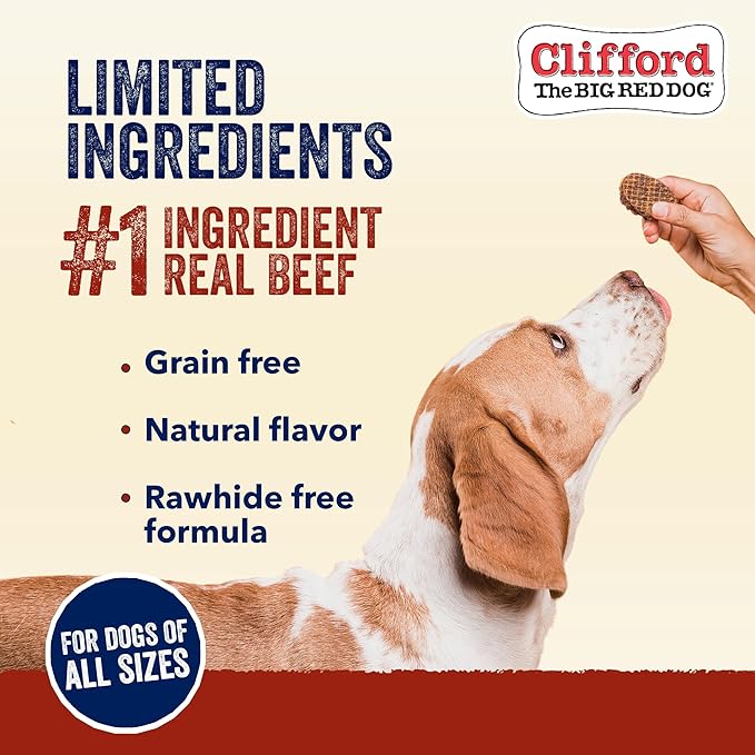 Clifford The Big Red Dog Soft Training Treats for Puppies and Dogs – Healthy, High Protein, Grain Free, Soft Puppy Treats for Small Dogs and Large – Real Chicken Sausage – 6oz