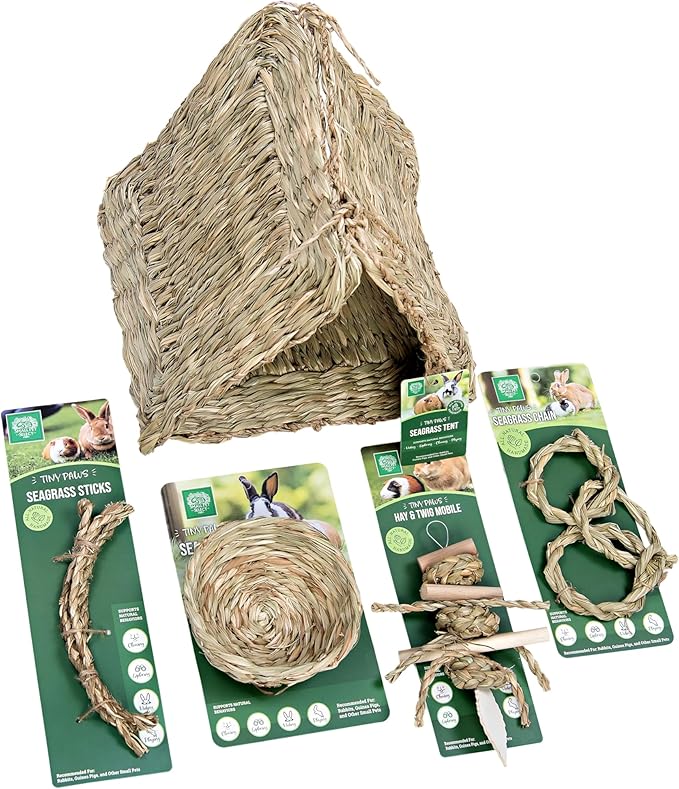 Small Pet Select Tiny Paws Seagrass Play Pack, for Guinea Pig, Rabbit, Bunny, Toys, Hideout Tunnel, Cage Accessories