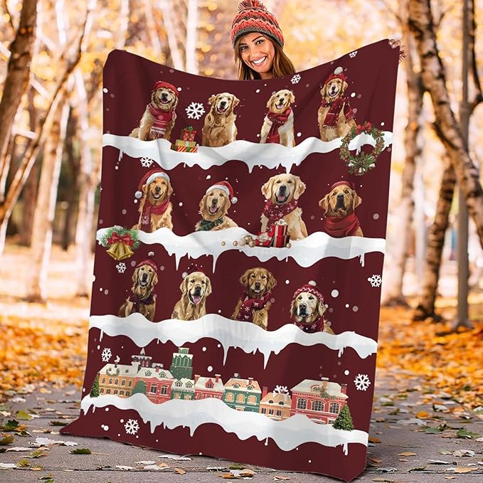 Golden Retriever Throw Blanket Golden Retriever Dog Christmas Stuff Gifts for Kids Girls Boys Adults Women Man Soft Cozy Warm Plush Fluffy Fuzzy Fleece Blanket Decor 40''X50''