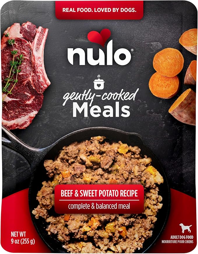 Nulo Gently-Cooked Meals Complete and Balanced Adult Wet Dog Food, Beef & Sweet Potato, 9 Oz (Pack of 8)