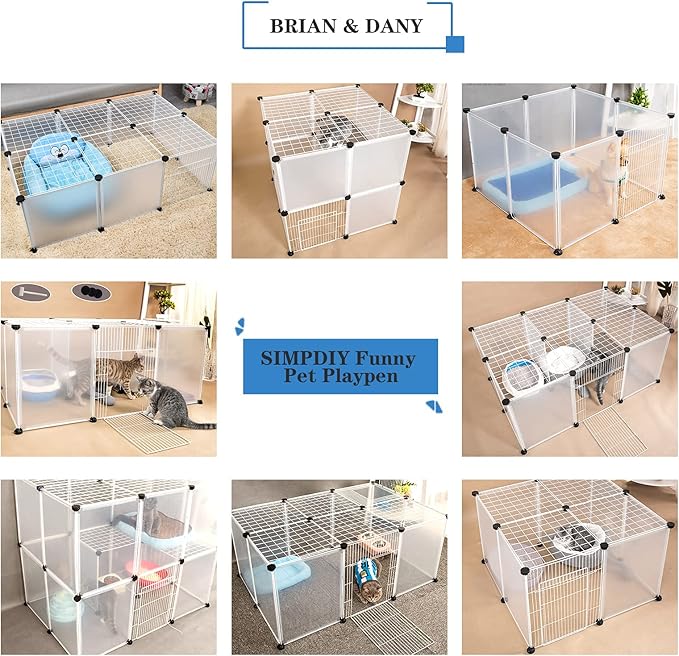 BRIAN & DANY Pet Playpen Indoor, Small Animal for Kitten Playpen, Guinea Pig Hedgehog Cages, Play Pen for Hamster Rabbit Bunny Clear Enclosure Fence, 13.8 X 13.8 inches, 28 Panels