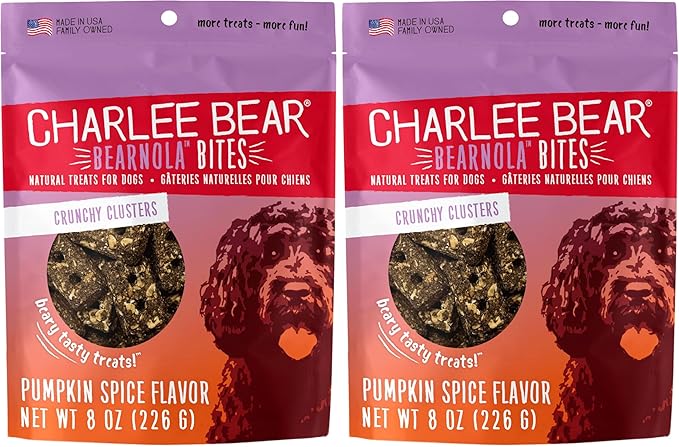 Charlee Bear Bearnola Bites Dog Treats, Pumpkin Spice Flavor, 8oz (Pack of 2)
