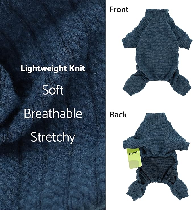Fitwarm Turtleneck Knitted Dog Sweater Puppy Pajamas Thermal Doggie Winter Clothes Knitwear Pet Coats Cat Apparel Blue XXL