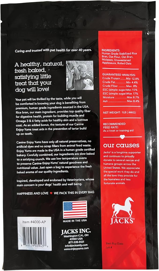 Apple Dog Treats – 1 lb Bag – All-Natural, Low Sugar, Baked Dog Biscuits with Real Apples – Vet-Endorsed – USA Made