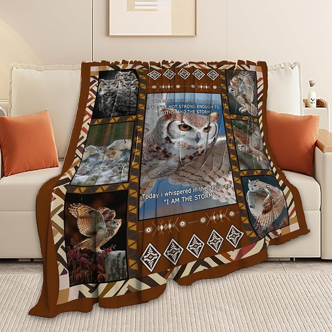 Owl Throw Blanket Owl Stuff Gifts for Kids Girls Boys Adults Women Men Soft Cozy Warm Plush Fluffy Fuzzy Fleece Blanket Decor 60''X80''