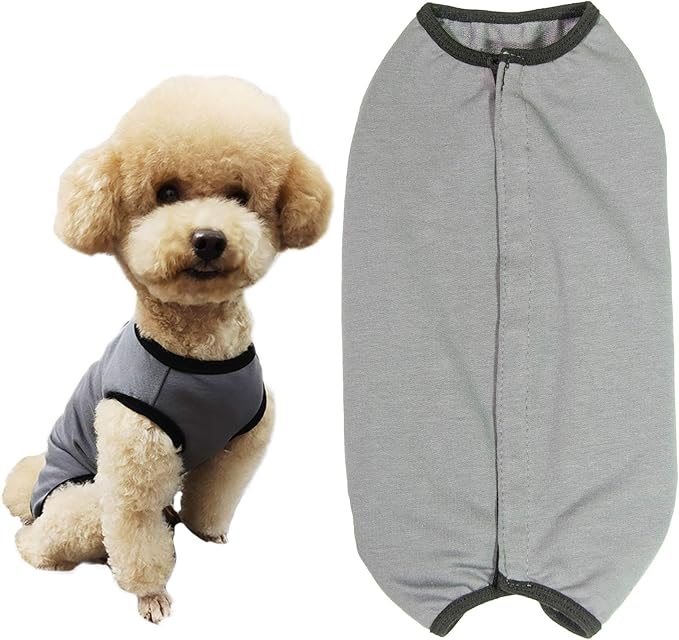Dog’s Recovery Suit Post Surgery Shirt for Puppy, Wound Protective Clothes for Little Animals(Grey-XL)