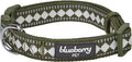 Blueberry Pet 3 Colors 3M Reflective Jacquard Neoprene Padded Adjustable Dog Collar, Olive