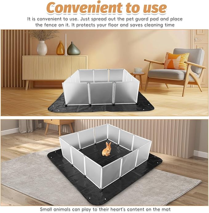 PINVNBY 59"x59" Thickening Waterproof Pet Playpen Mat, Guinea Pig Cage Liner Tarp Bottom Reusable Base for Rabbits, Bunny, Ferrets and Other Small Animals, 2 PCS