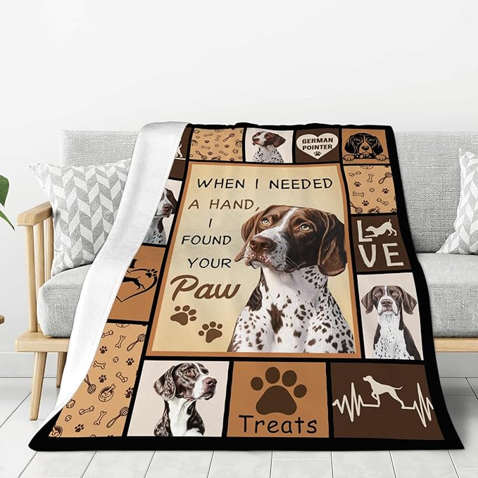 German Shorthaired Pointer Gifts, Dog Throw Blanket, German Shorthaired Pointer Stuff for Women Boys Girls Men Lover Adult Cozy Fleece Flannel Bedding Animal Plush for Couch Sofa Bed 60"X50"