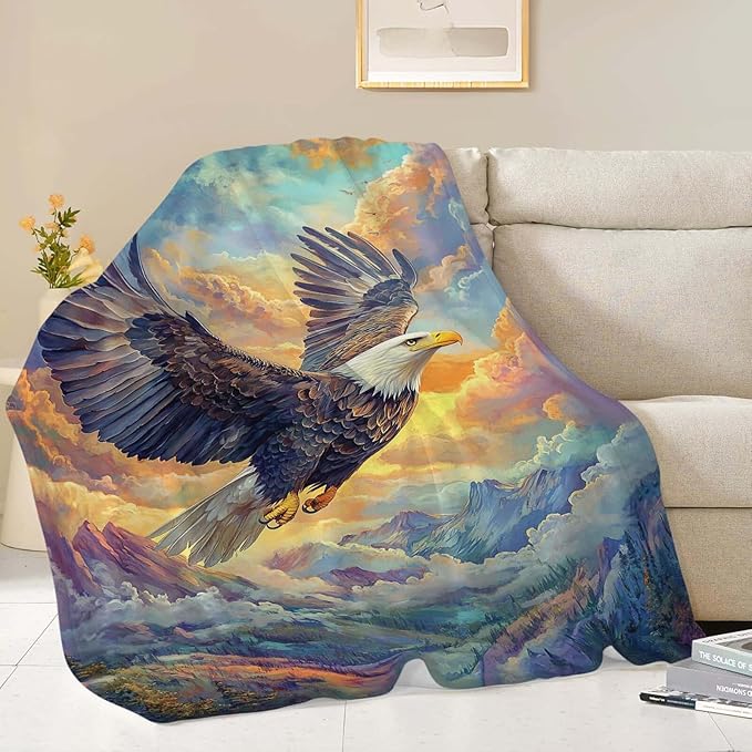 Eagle Throw Blanket Bald Eagle Stuff Gifts for Kids Girls Boys Adults Women Man Soft Cozy Warm Plush Fluffy Fuzzy Fleece Blanket Decor 40''X50''