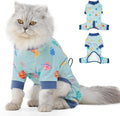Sticky Hair Cat Clothes, Anti-Shedding Cat Pajamas, Post-Surgery Recovery Onesie, Soft Breathable, Prevents Licking & Scratching Wounds, Warm Cats Sweater, Sphynx Cats Clothing- Blue M