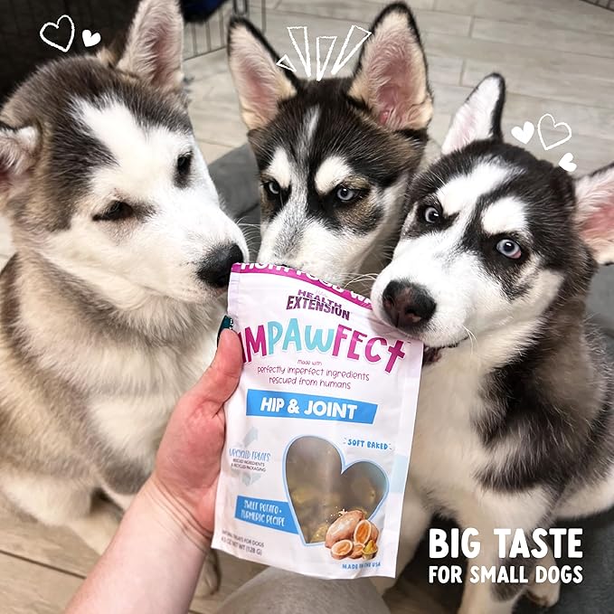 Health Extension Impawfect Dog Treats, 4.5oz (127g), Sweet Potato & Turmeric – Hip & Joint Support, Made with Rescued Ingredients, Sustainable & Perfect for Training