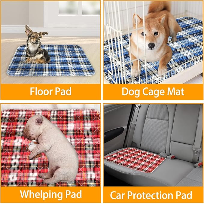 kathson 4Pcs Guinea Pig Cage Liner, 18”x24” Washable Rabbit Pee Pads Waterproof Reusable Pee Mats for Guinea Pig Rabbit Bunny Hamster Cat Puppy Small Animals