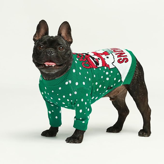 Fitwarm Chillin with My Snowmies Dog Ugly Christmas Sweater, Winter Dog Clothes for Small Dogs Girl Boy, Pet Holiday Sweatshirt, Xmas Snowman Outfit, Green, Red, White, Small