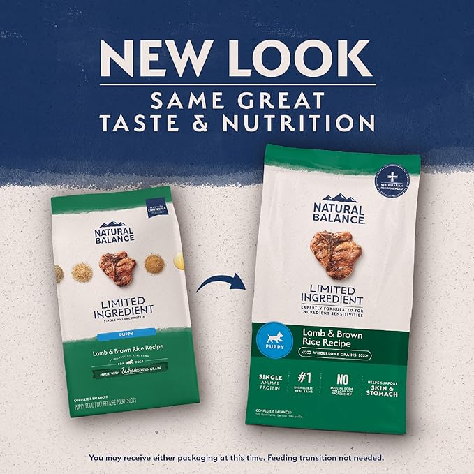 Natural Balance Limited Ingredient Puppy Dry Dog Food with Healthy Grains, Lamb & Brown Rice Recipe, 4 Pound (Pack of 1)