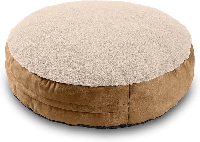 JAXX Robbi Dog Bed Bean Bag – Round Bed with Machine Washable Cover and No-Slip Base - Supportive Memory Foam for Senior Dogs & Joint Pain Relief - Ultimate Comfort & Luxury - Small, Cloud/Beige