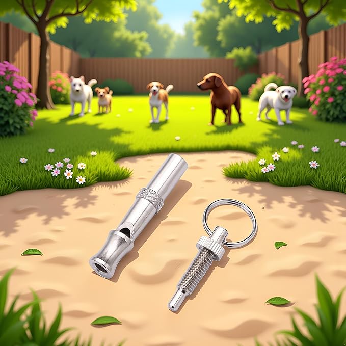 Silver Adjustable Ultrasonic Dog Whistle,Portable Whistle Pet Whistle Supersonic Whistle Dog Whistles for Pet Training，Training and Behavior Aids，Dog Whistles