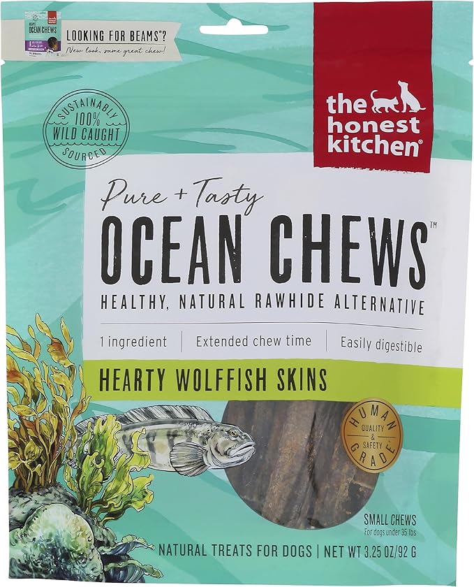 The Honest Kitchen Human Grade Ocean Chews™ Hearty Wolffish Skins Dog Treats, 3.25 oz (Beams™)