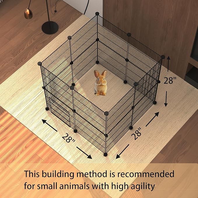 Xymoso DIY Guinea Pig Cages with Waterproof Canvas Bottom,16 Panels Small Animal Cage Pet Playpen with Door for Bunny Turtle Hedgehog,Indoor Metal Wire Yard Fence Outdoor