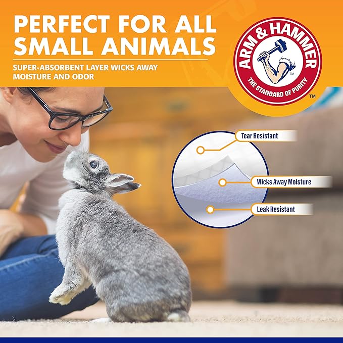 Arm & Hammer Super Absorbent Cage Liners for Guinea Pigs, Hamsters, Rabbits & Small Animals, Odor Control Cage Tray Liners for Wire or Mesh Grate Cages, Trim to Fit, 7 Count - 48 Pack