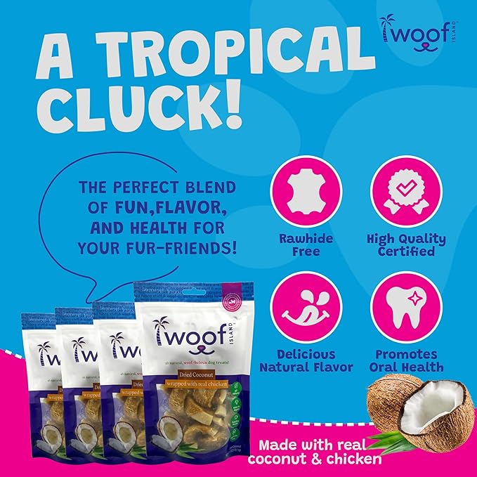 Dried Coconut Wrapped with Real Chicken Dog Treats – Fruit & Meat Chews, 6 oz Bag