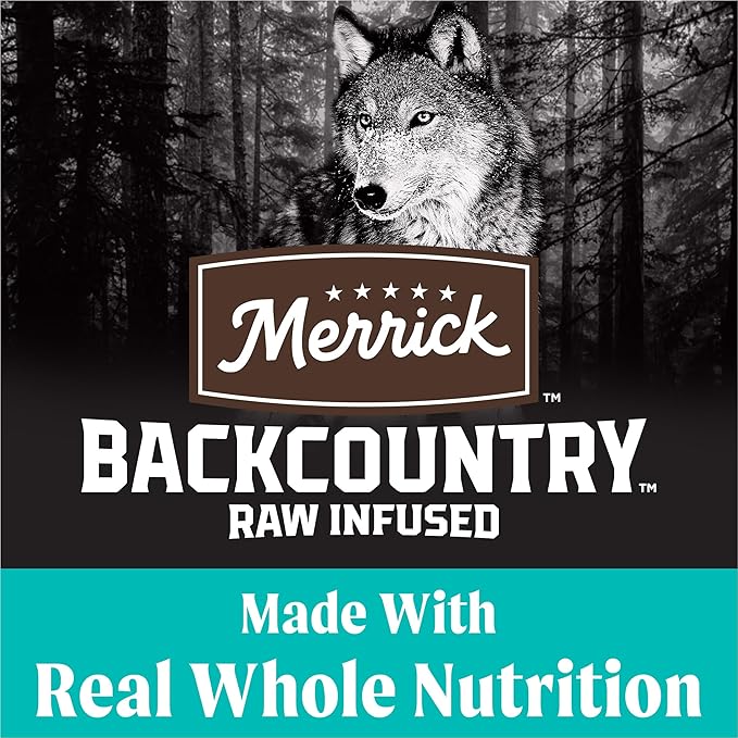 Merrick Backcountry Grain Free Dry Adult Dog Food, Kibble With Freeze Dried Raw Pieces, Game Bird Recipe - 4.0 lb. Bag