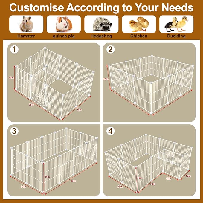 VISCOO 12 Panels Small Animal Playpen,Pet Playpen,C&C Cage for Guinea Pigs,Puppy Play Pen,Bunny Playpen Indoor Outdoor, Portable Metal Wire Yard Fence(White)