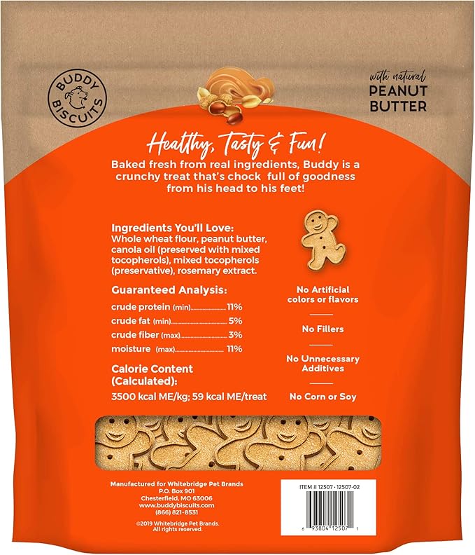 Buddy Biscuit 3.5 lbs. Bag of Crunchy Dog Treats Made with Natural Peanut Butter