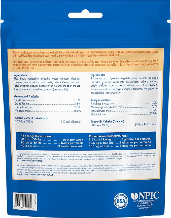 N-Bone Mega-Bone Long-Lasting Dog Chews, Mac n' Cheese Flavor, 6count, 16.8oz