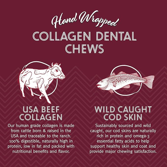 Icelandic+ Beef Collagen Dental Chew Stick Wrapped with Fish 4" Dog Treat (Pack of 2)
