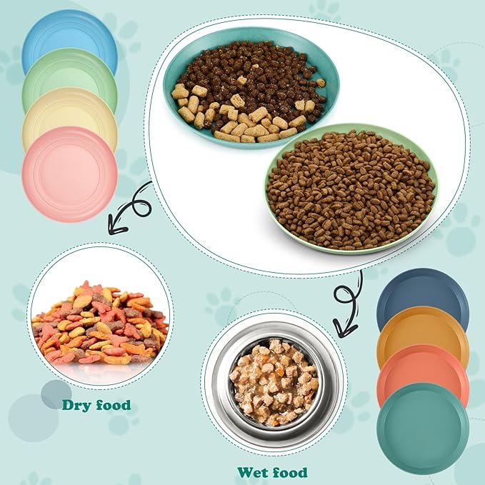 Gerrii 24 Pieces Fatigue Relief Cat Bowl 6 Inch Shallow Cat Food Dish Stray Wet Feeding Bowls Wide and Small Pet Plates for Ferrets Feral Short Legged Kitten Shelter(Assorted Color,Convention)