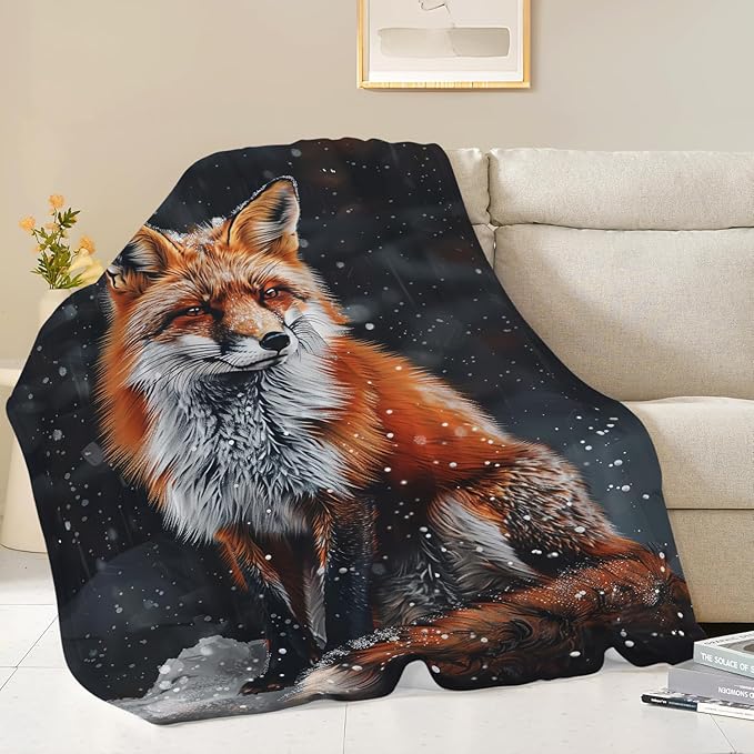 Red Fox Blanket Cute Orange Fox Throw Blanket Gifts for Girls Boys Kids Women Men Adults Super Soft Cozy Plush Fluffy Fuzzy Fleece Blanket Home Decor 40''X50''