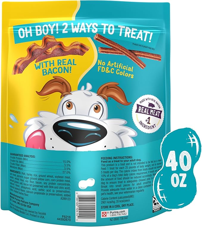 Purina Beggin’ Flavor Stix and Strips with Bacon and Peanut Butter Flavor Treats for Dogs - 40 oz. Pouch