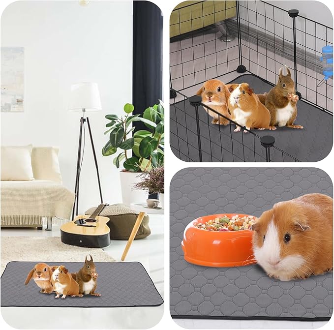 4Pack Guinea Pig Cage Liners, 24''X48'' Washable Guinea Pig Pee Pads, Non Slip Reusable Super Absorbent Guinea Pig Training Mat Bedding Fleece for Small Animals Hamster Rabbit Chinchilla Rat