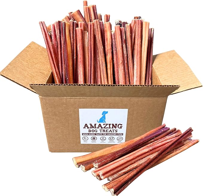 Amazing Dog Treats - 12 Inch Medium Size Bully Sticks (50 Count) - Bulk Bully Sticks for Dogs - No Hide Bully Stick Dog Bones
