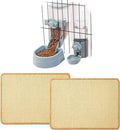 Oncpcare Rabbit Food Water Dispenser, 2PCS Rabbit Scratch Mat Natural Bunny Scratching Pad 24x16
