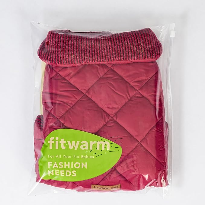 Fitwarm Reversible Quilted Dog Coat, Cozy Winter Clothes for Small Dogs Boy Girl, Windproof Thermal Pet Jacket, Red, Burgundy, XS