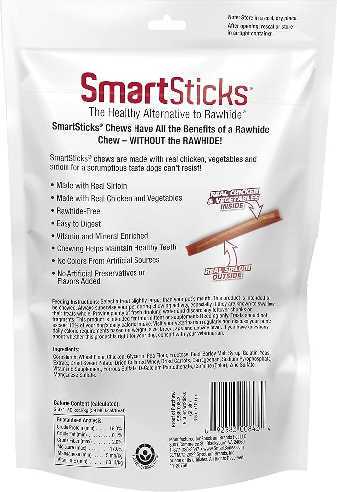 SmartBones SmartSticks with Real Sirloin, 3.5 Ounce (Pack of 5)