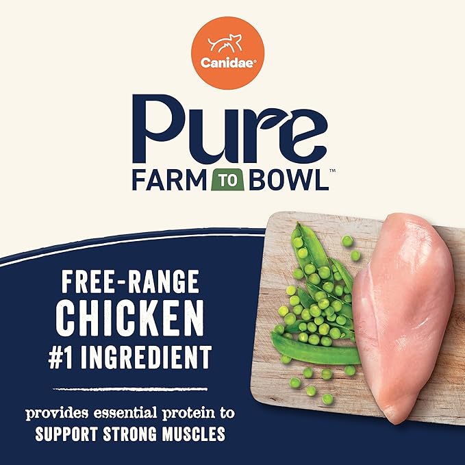 Canidae Pure Farm to Bowl Free-Range Chicken & Pea, Healthy Weight, Grain-Free Dry Dog Food, Adult, 22lb