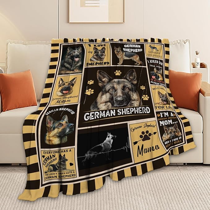 German Shepherd Throw Blanket German Shepherd Puppy Stuff Gifts for Dog Lover Kids Girls Boys Adults Women Men Soft Cozy Warm Plush Fluffy Fuzzy Fleece Blanket Decor 50''X60''