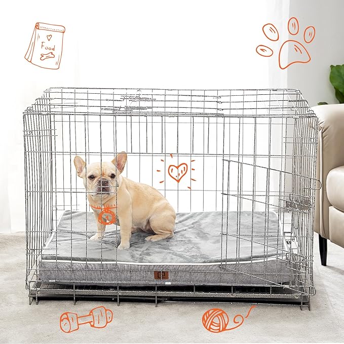 EHEYCIGA Orthopedic Dog Bed Waterproof 35"x23", Memory Foam Pet Bed for Larged Size Dogs, Washable Pet Mat with Removable Cover, Grey